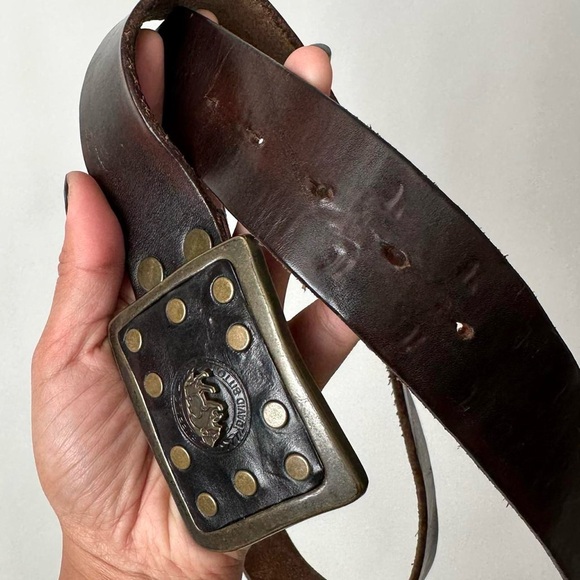 WESTERN BROWN LEATHER METAL BUCKLE BELT By Buffalo David Bitton Cowboy Size/S - Picture 5 of 8